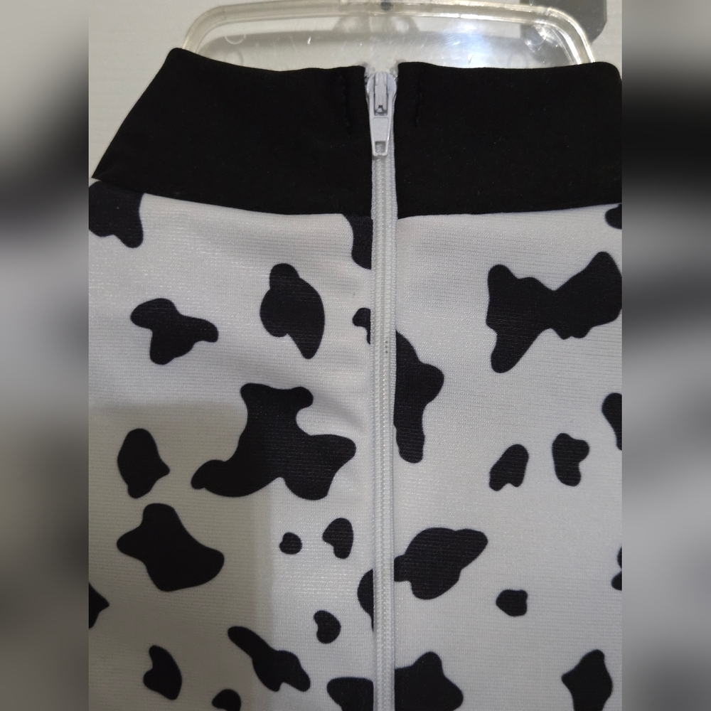Fashion Nova Women's Cow Queen 5 Pc Dress Halloween Costume Set White/Black M/L - Picture 7 of 13